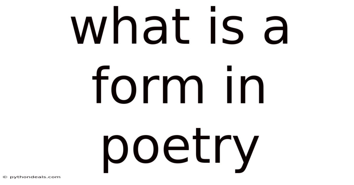 What Is A Form In Poetry