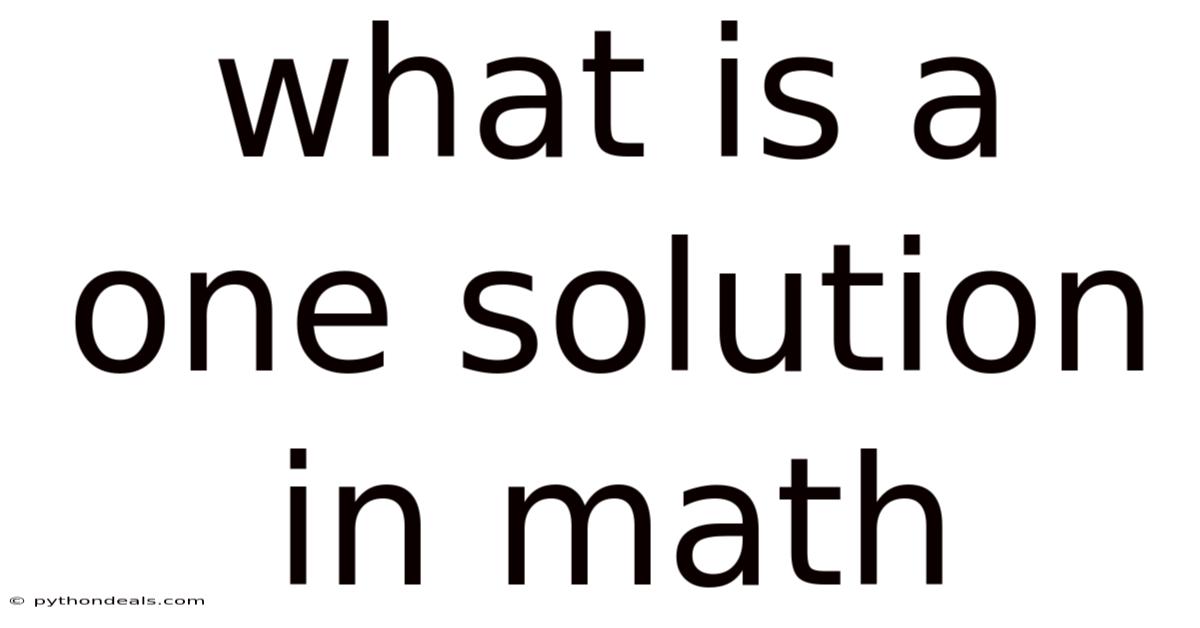 What Is A One Solution In Math