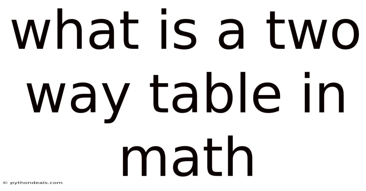 What Is A Two Way Table In Math