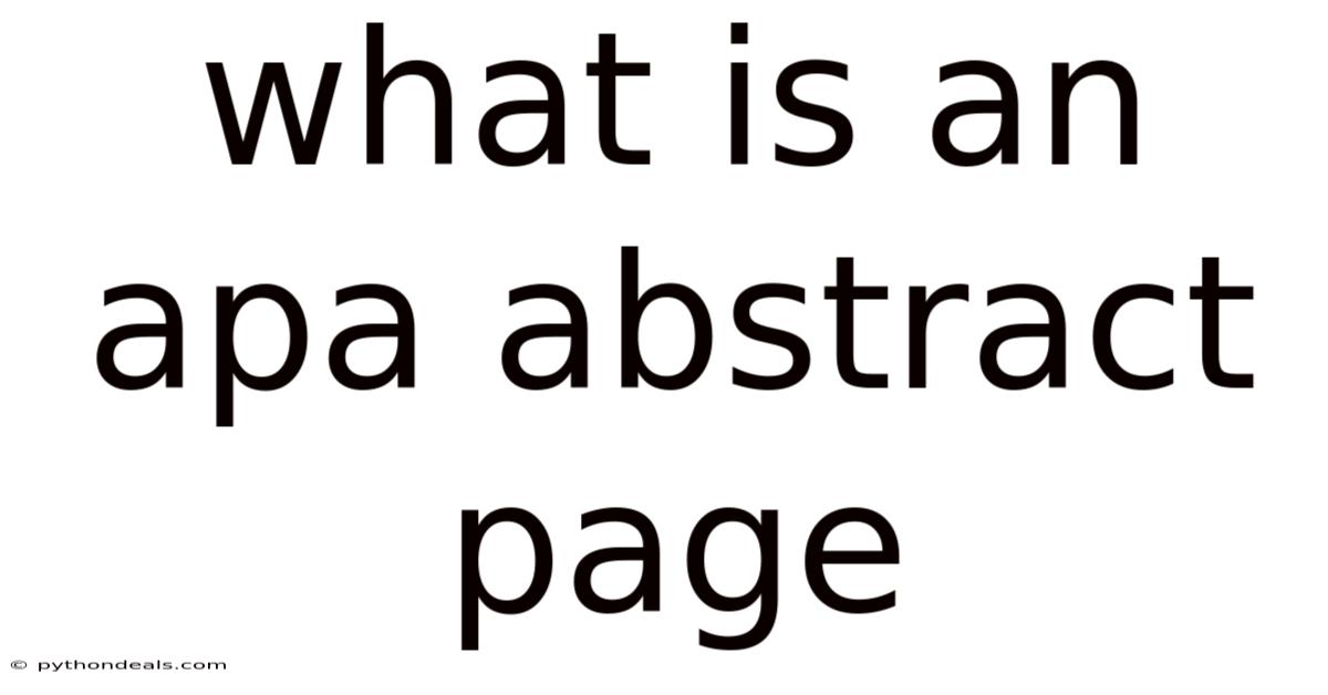 What Is An Apa Abstract Page