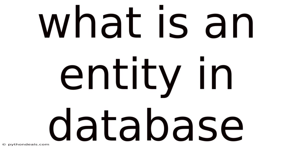 What Is An Entity In Database