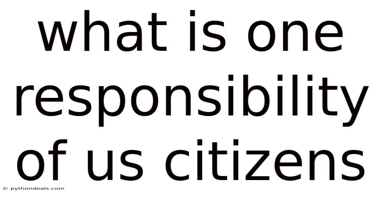 What Is One Responsibility Of Us Citizens