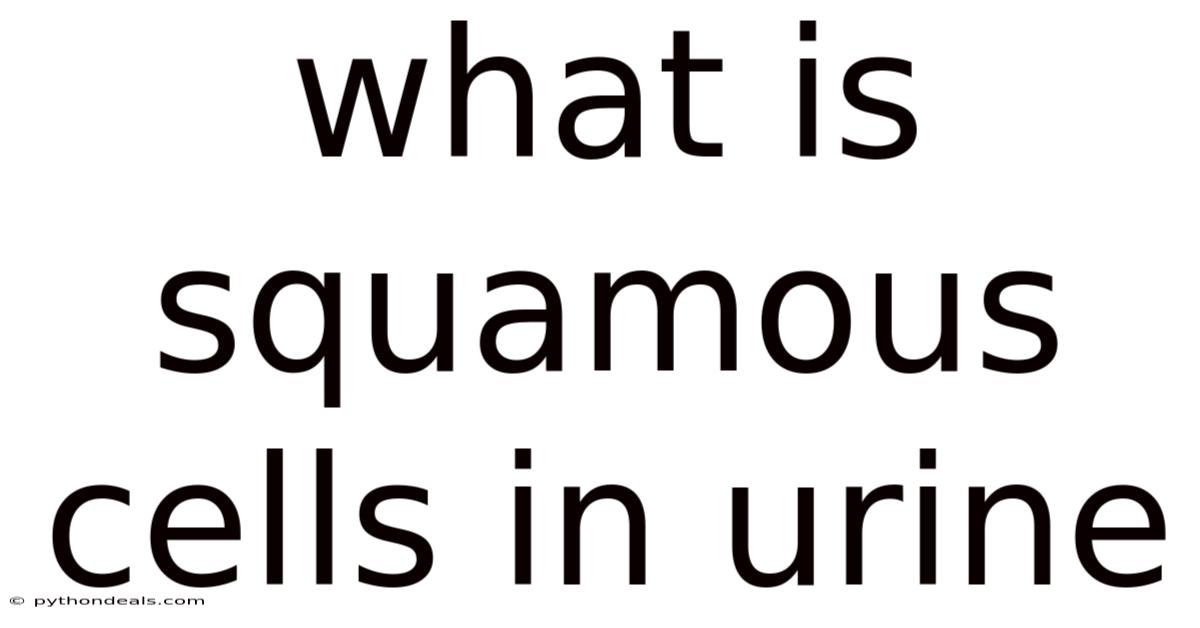 What Is Squamous Cells In Urine
