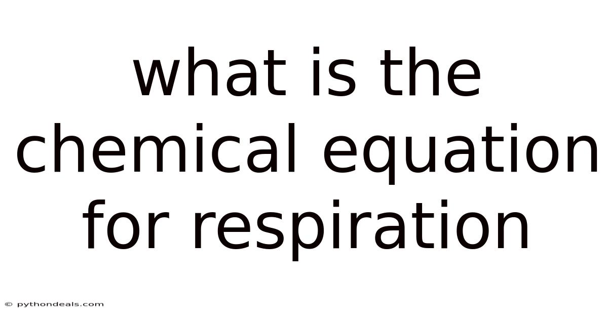 What Is The Chemical Equation For Respiration