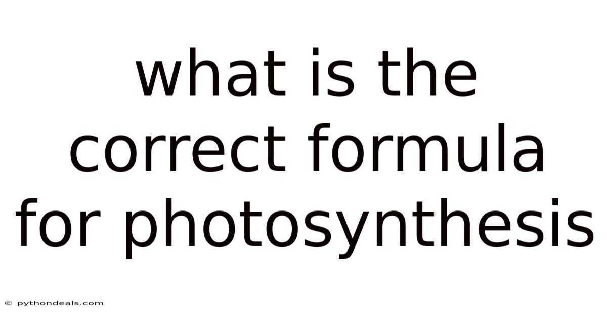 What Is The Correct Formula For Photosynthesis