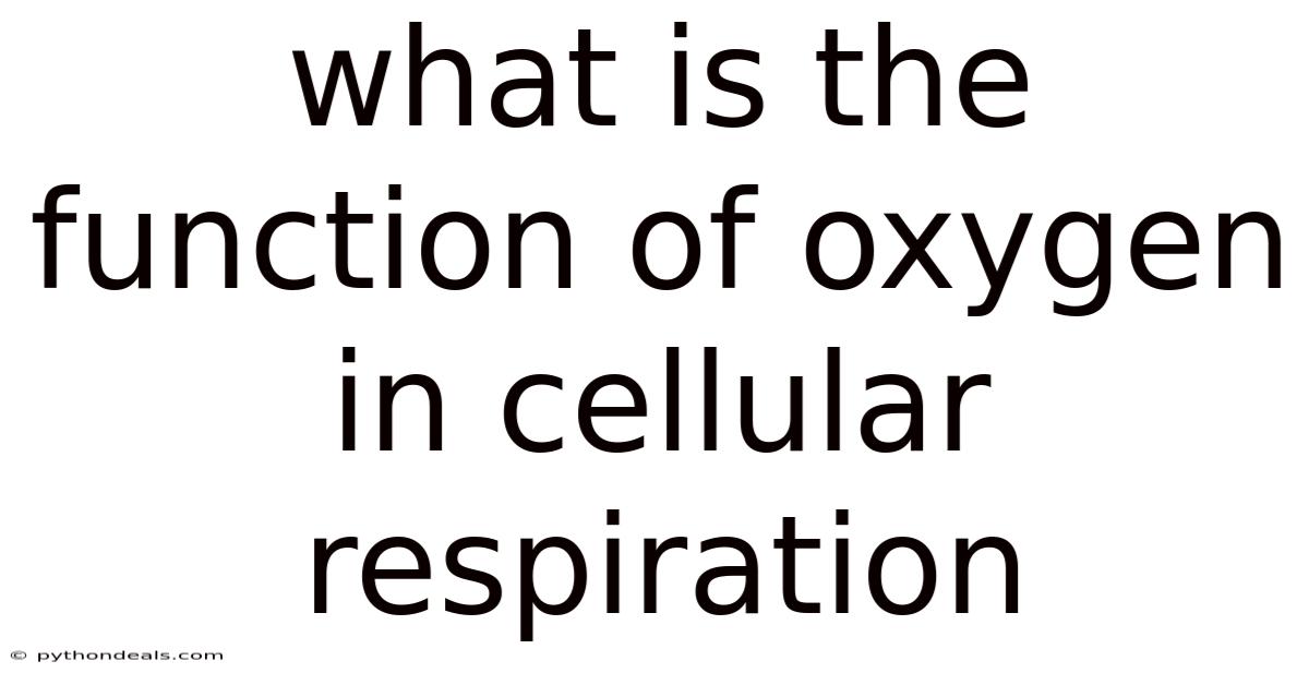 What Is The Function Of Oxygen In Cellular Respiration