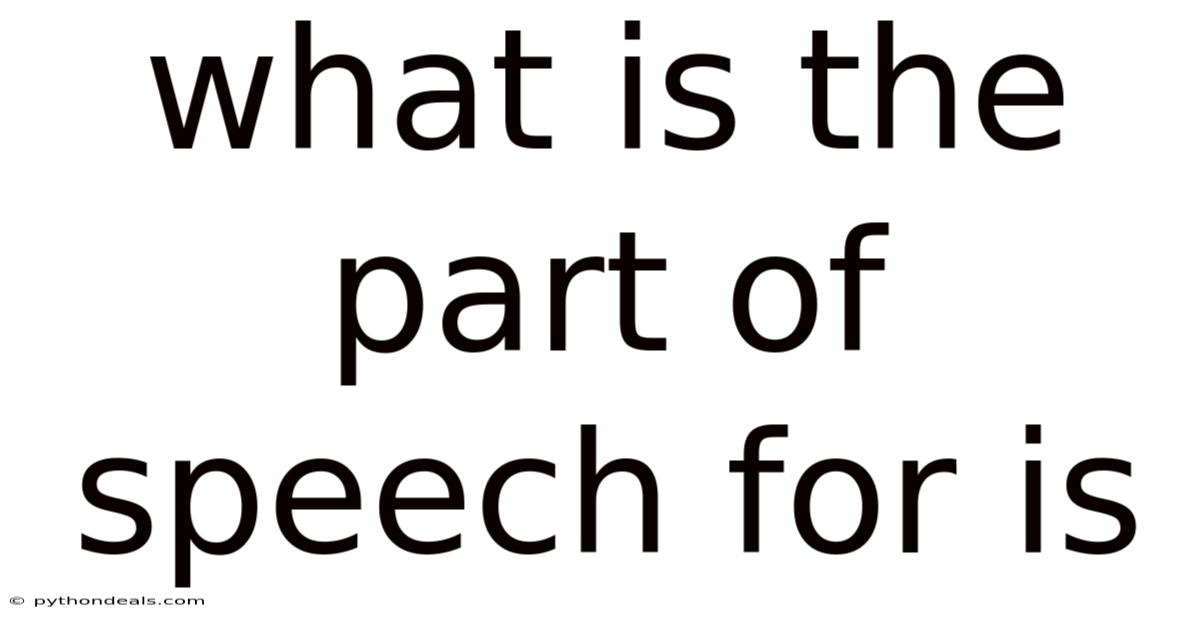 What Is The Part Of Speech For Is