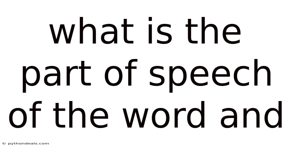 What Is The Part Of Speech Of The Word And