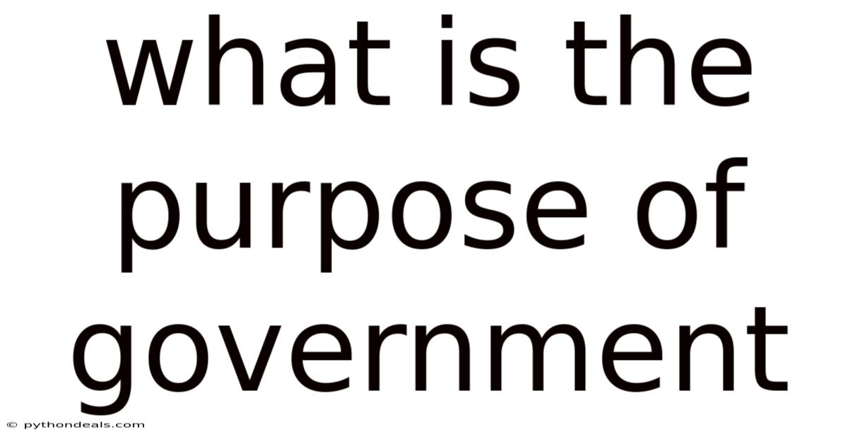 What Is The Purpose Of Government