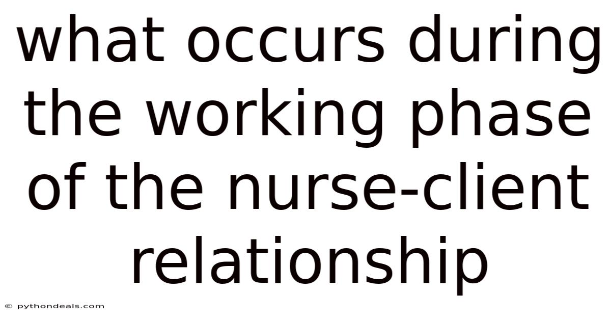 What Occurs During The Working Phase Of The Nurse-client Relationship