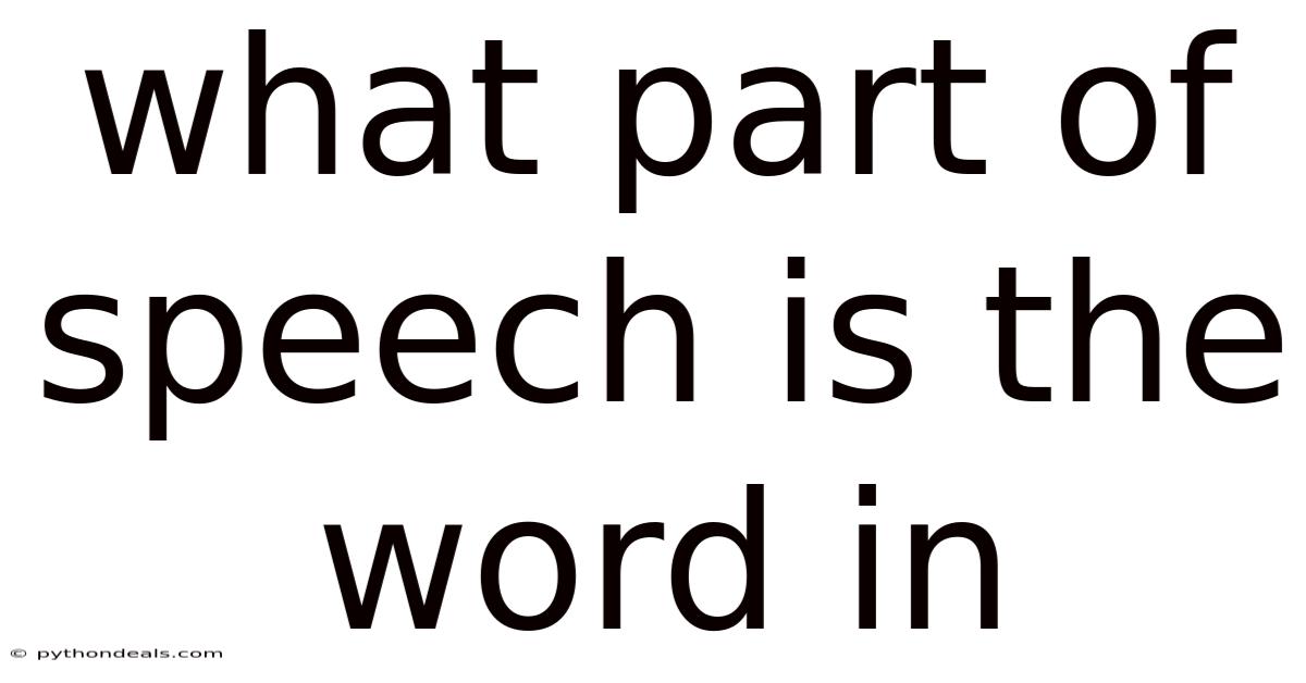 What Part Of Speech Is The Word In