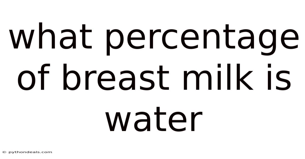 What Percentage Of Breast Milk Is Water