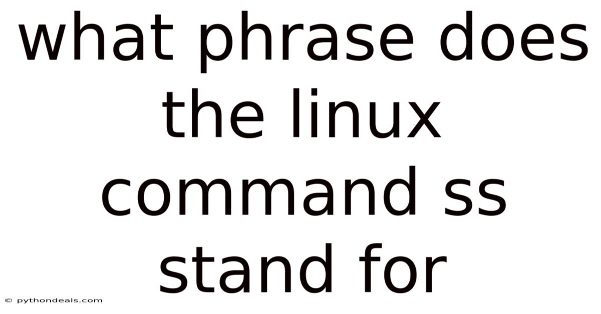 What Phrase Does The Linux Command Ss Stand For