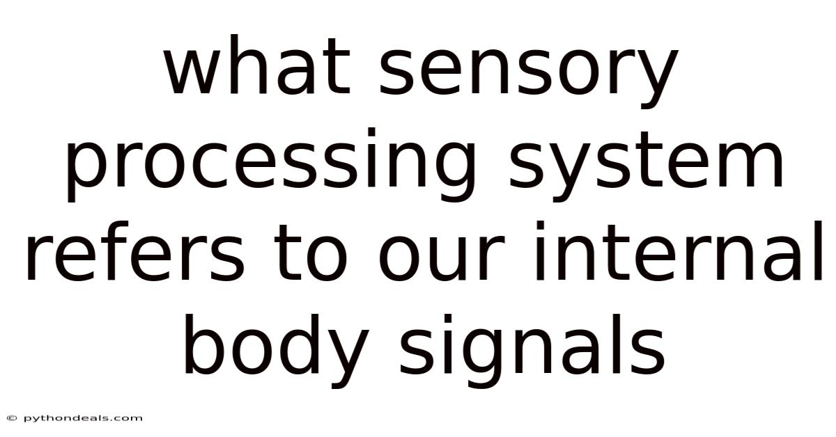 What Sensory Processing System Refers To Our Internal Body Signals
