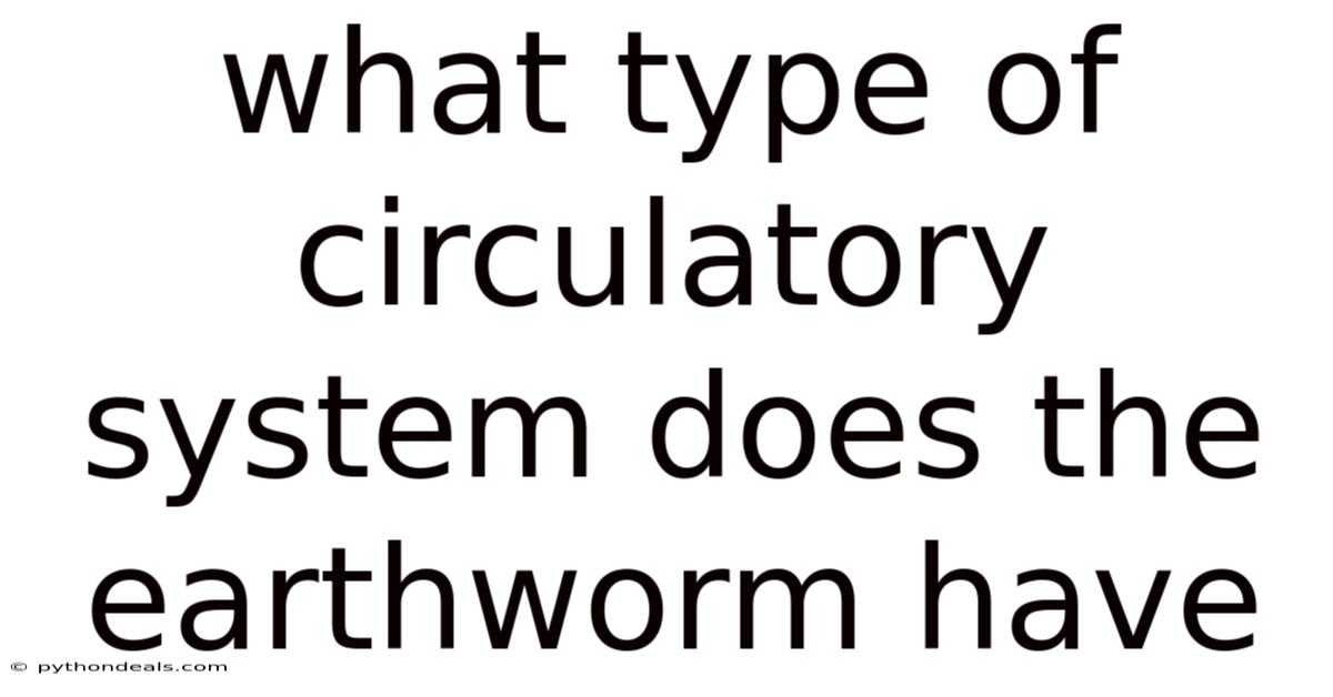What Type Of Circulatory System Does The Earthworm Have