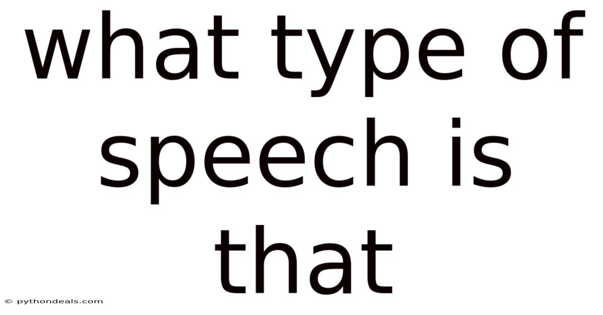 What Type Of Speech Is That