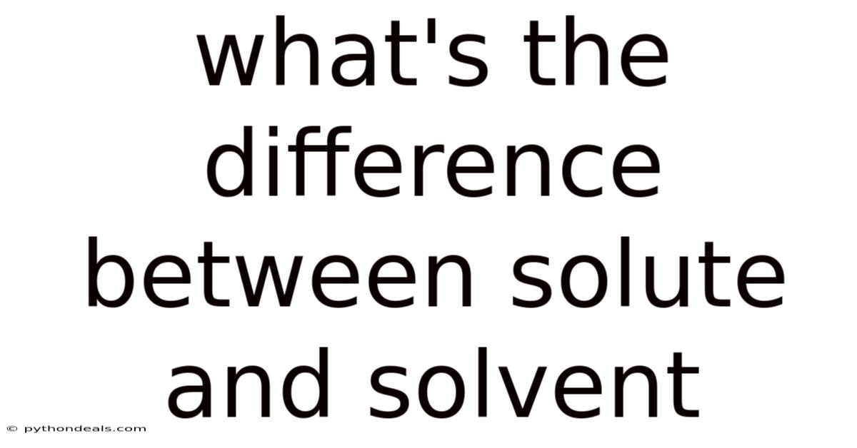 What's The Difference Between Solute And Solvent