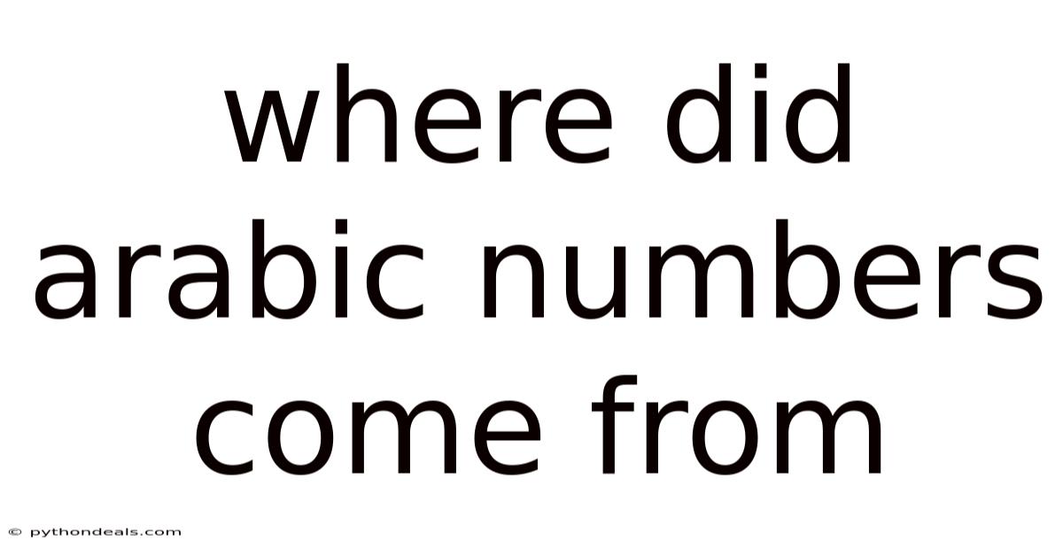 Where Did Arabic Numbers Come From