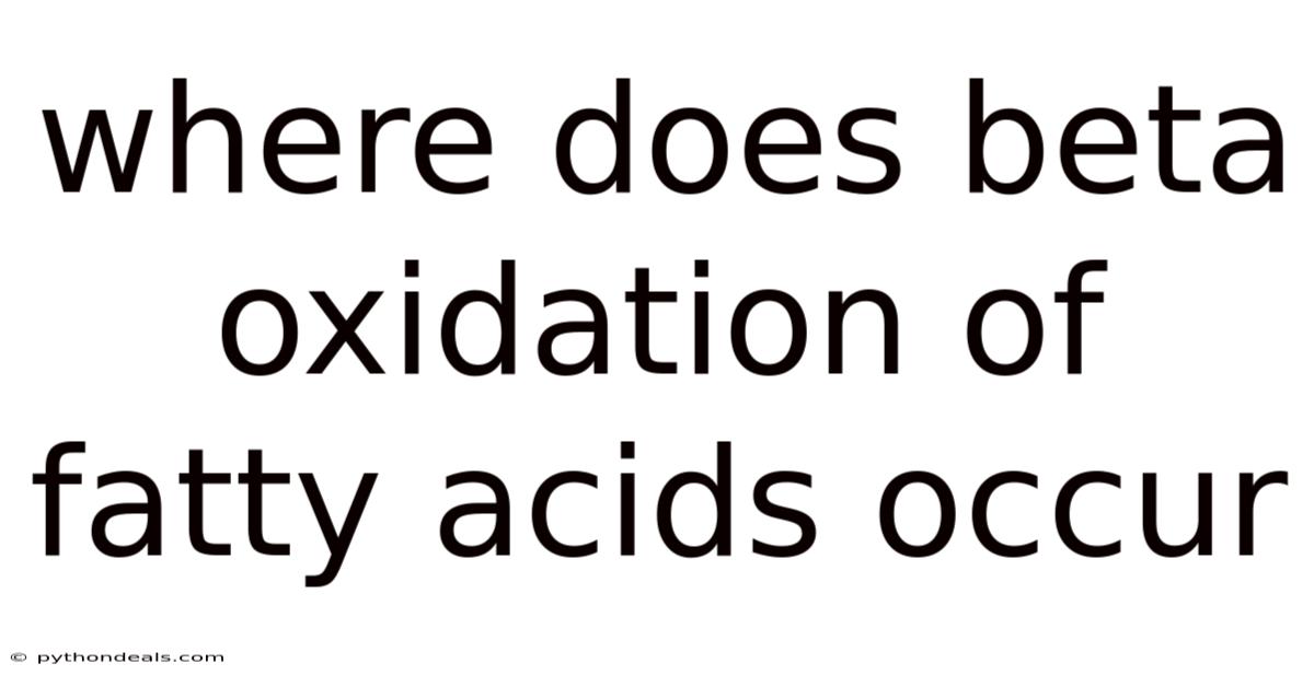 Where Does Beta Oxidation Of Fatty Acids Occur