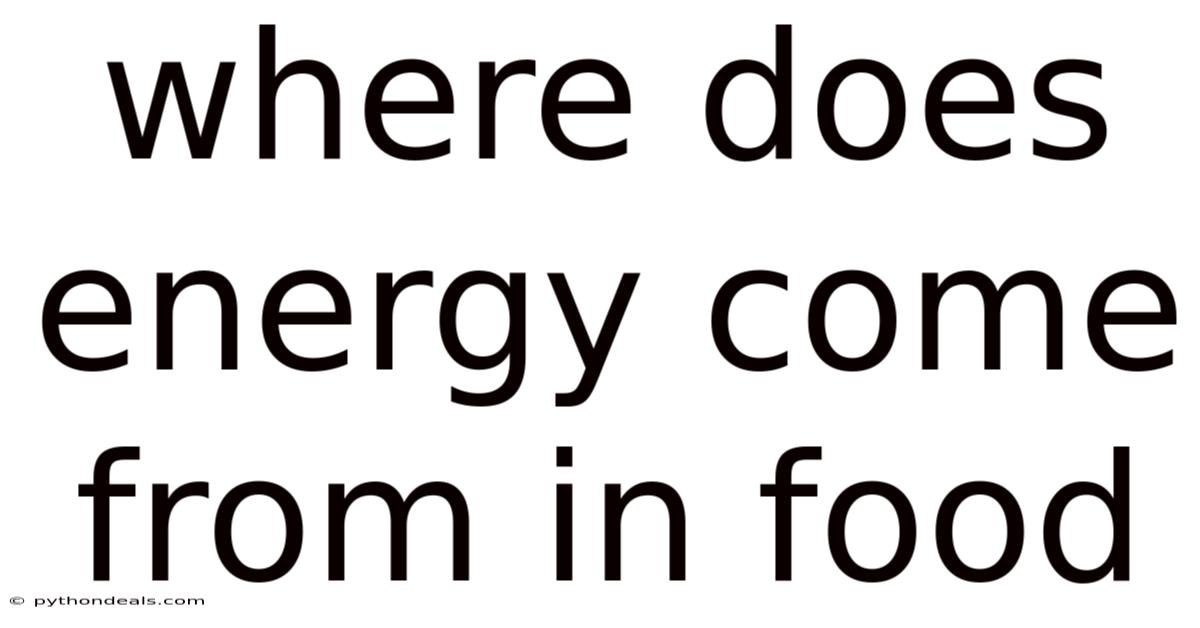 Where Does Energy Come From In Food
