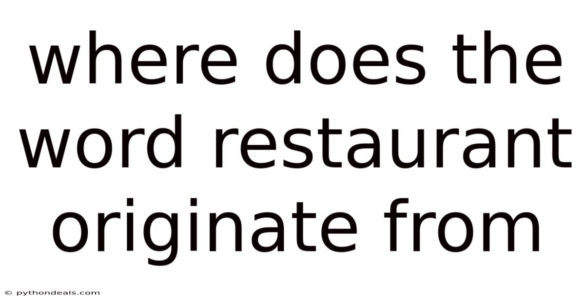 Where Does The Word Restaurant Originate From