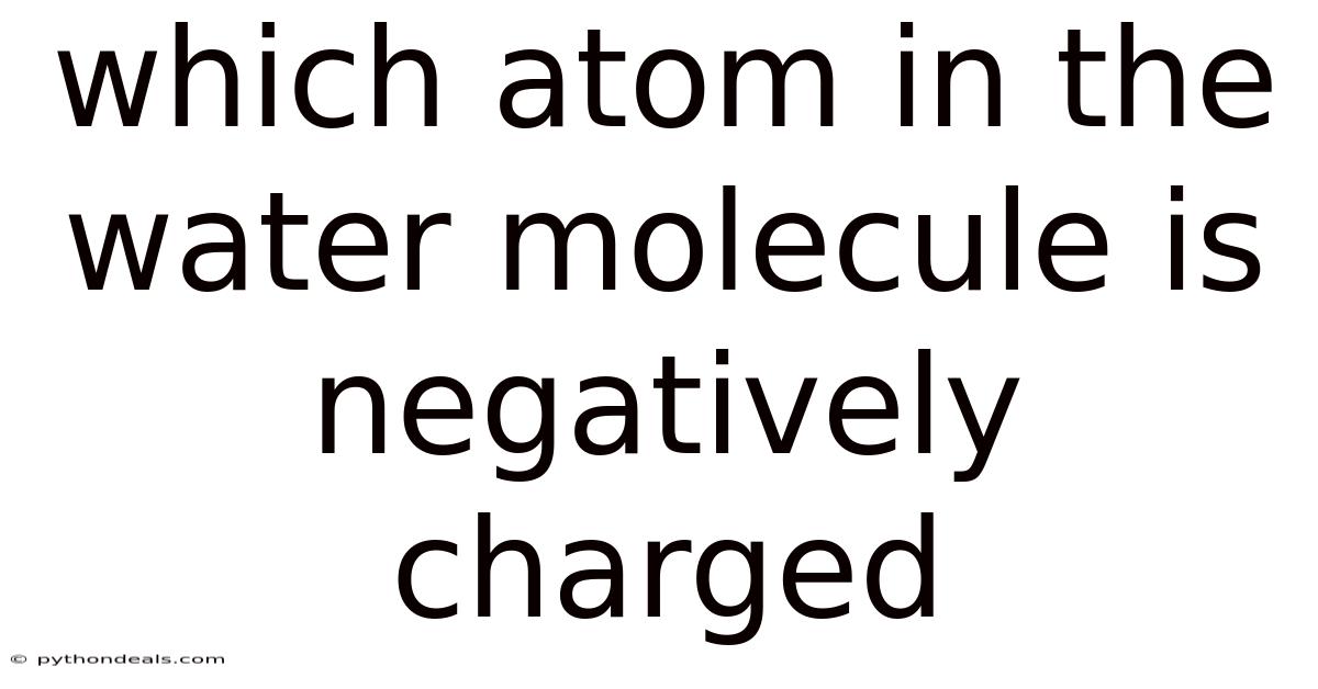 Which Atom In The Water Molecule Is Negatively Charged