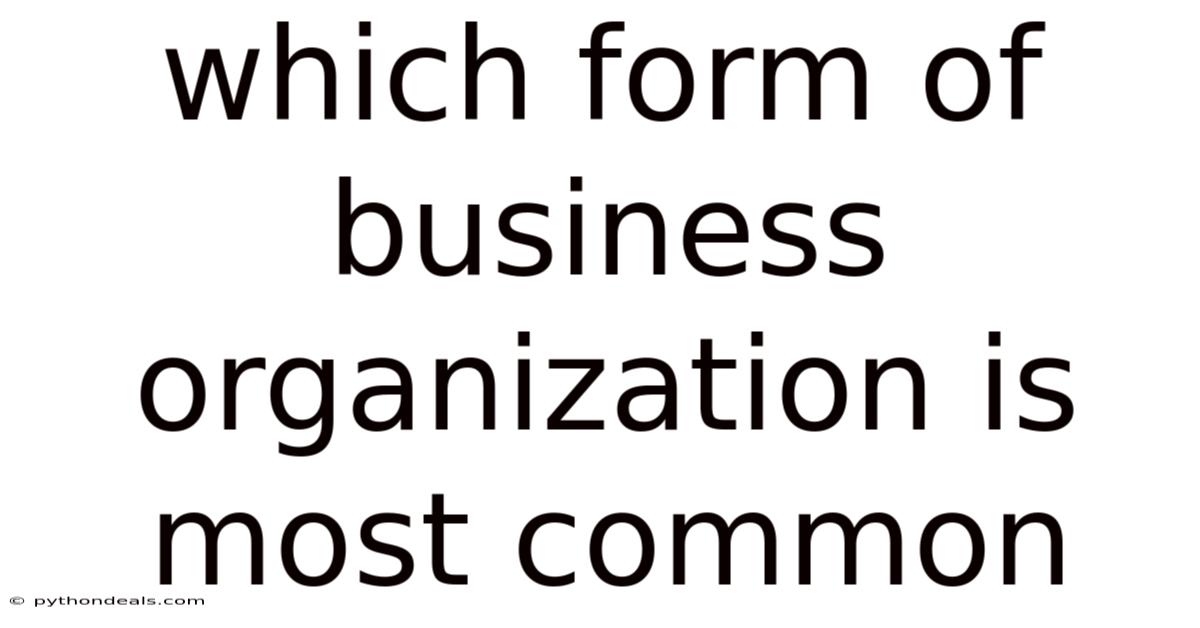 Which Form Of Business Organization Is Most Common