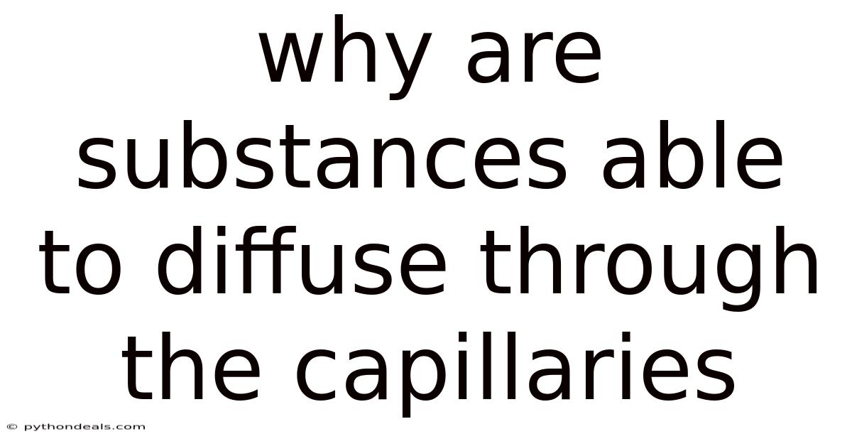 Why Are Substances Able To Diffuse Through The Capillaries