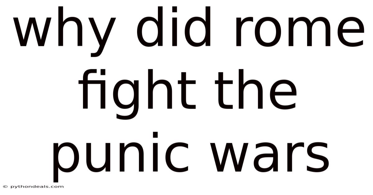 Why Did Rome Fight The Punic Wars