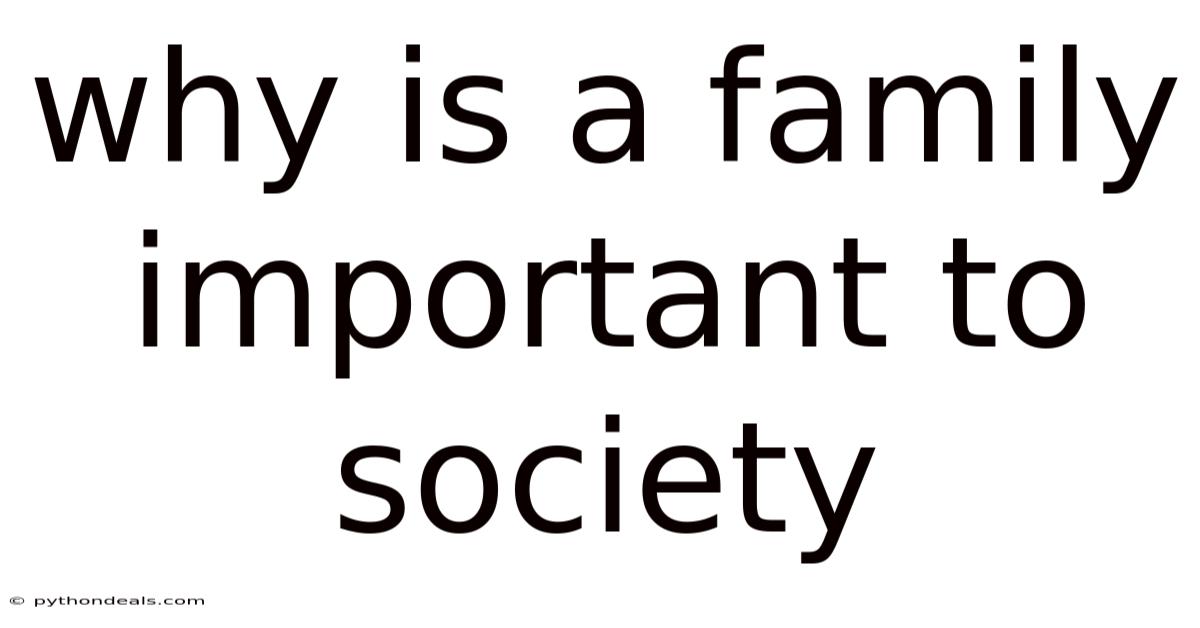 Why Is A Family Important To Society