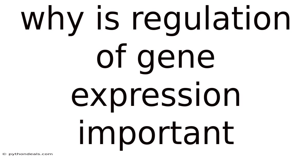 Why Is Regulation Of Gene Expression Important