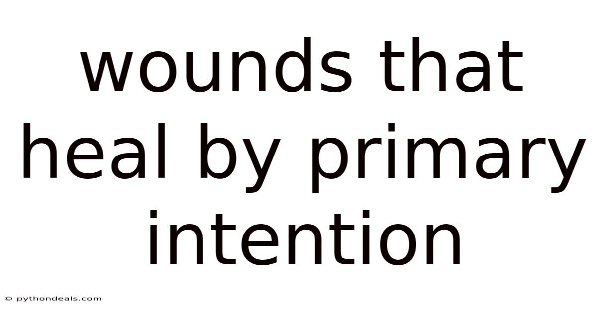 Wounds That Heal By Primary Intention