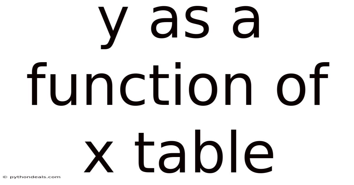 Y As A Function Of X Table